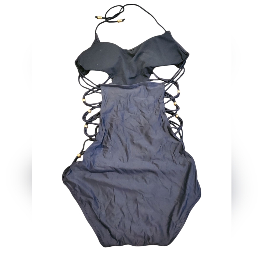Black Strappy One-Piece Swimsuit - Picture 3 of 7